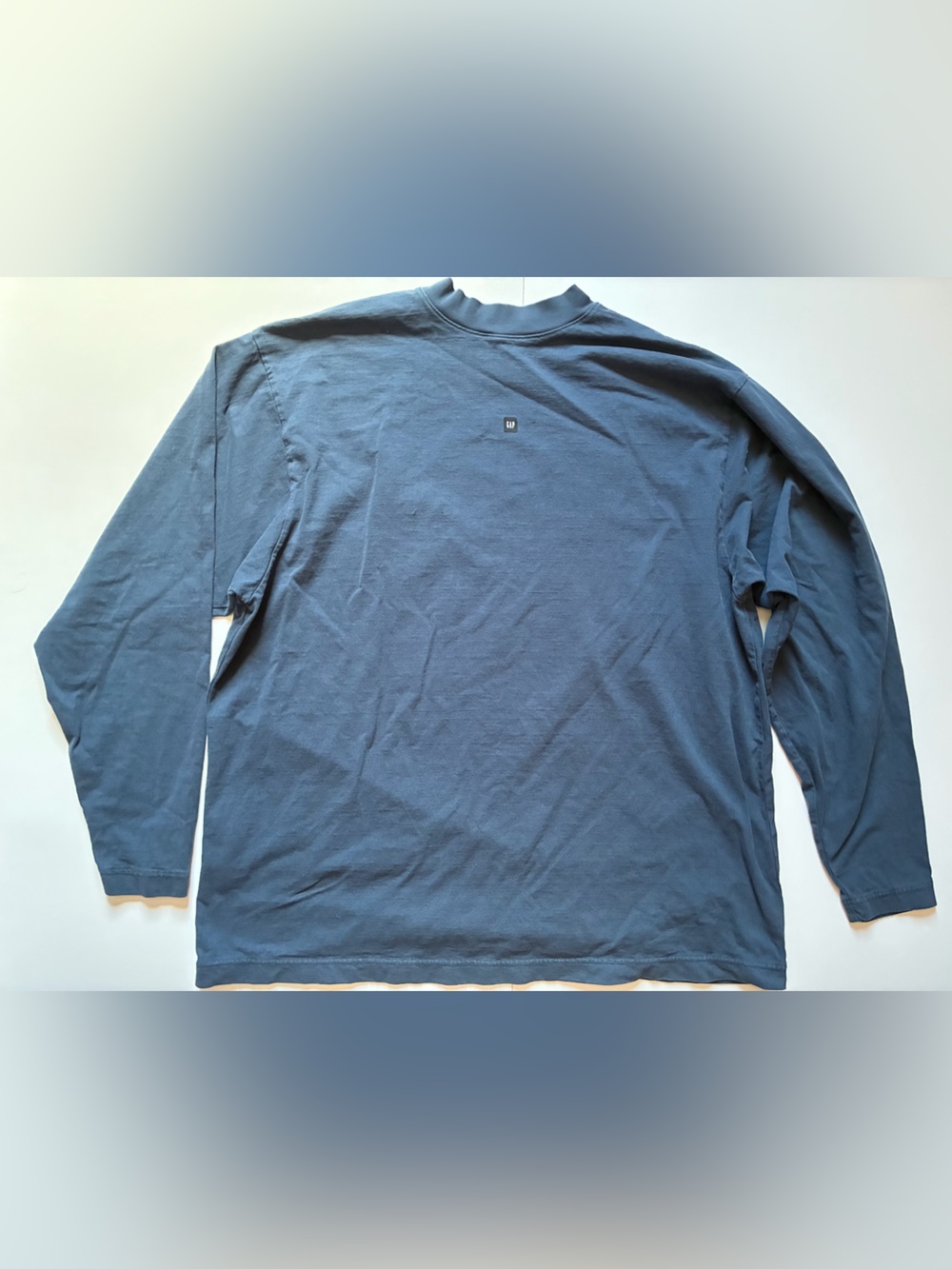 Yeezy Oversized Gap Balenciaga Logo Long Sleeve Tee Dark Blue - Size Medium